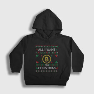 Bitcoin For Christmas Yılbaşı Çocuk Kapşonlu Sweatshirt siyah