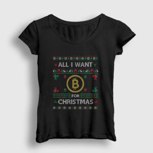 Bitcoin For Christmas Yılbaşı Kadın Tişört siyah