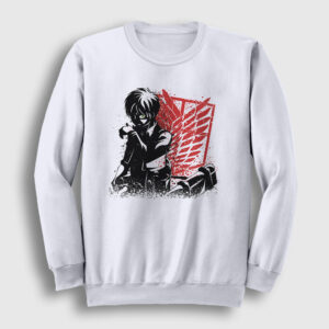 Bite Anime Attack On Titan Sweatshirt beyaz