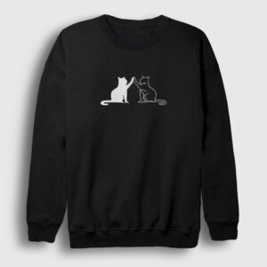 Black And White Cats Kedi Sweatshirt siyah