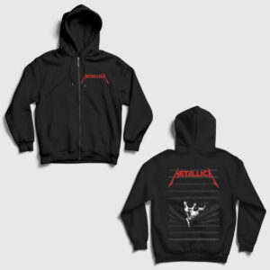 Blinds Skull Metallica Sırt Baskılı Fermuarlı Kapşonlu Sweatshirt siyah