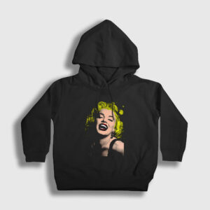 Blonde Marilyn Monroe Çocuk Kapşonlu Sweatshirt siyah
