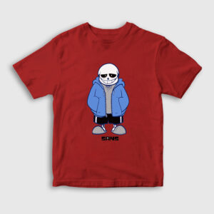 Blue Coat Sans Undertale Çocuk Tişört kırmızı