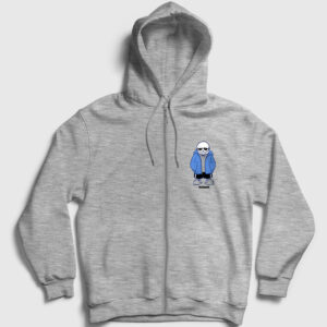 Blue Coat Sans Undertale Fermuarlı Kapşonlu Sweatshirt gri kırçıllı