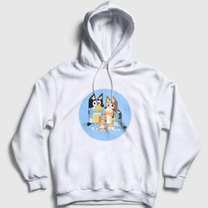 Bluey Ailesi Bandit Chili Kapşonlu Sweatshirt beyaz