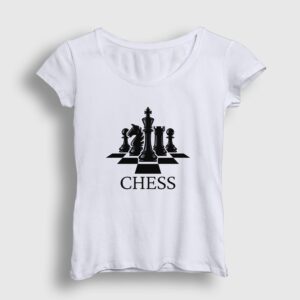 Board Chess Satranç Kadın Tişört beyaz