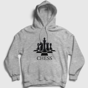 Board Chess Satranç Kapşonlu Sweatshirt gri kırçıllı