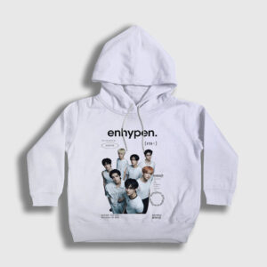 Border K Pop Enhypen Çocuk Kapşonlu Sweatshirt beyaz
