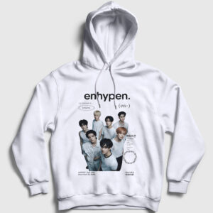 Border K Pop Enhypen Kapşonlu Sweatshirt beyaz