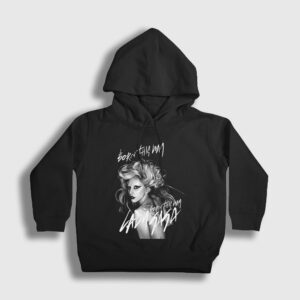 Born This Way Müzik Lady Gaga Çocuk Kapşonlu Sweatshirt siyah