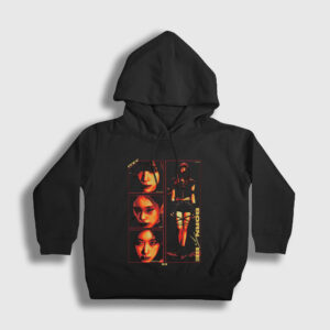 Born To Be K Pop Itzy Çocuk Kapşonlu Sweatshirt siyah