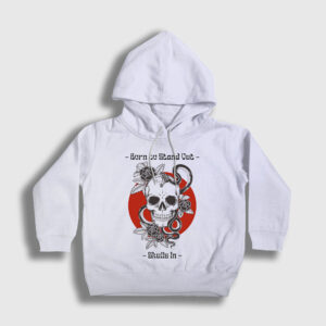 Born To Stand Out Skulls In Çocuk Kapşonlu Sweatshirt beyaz