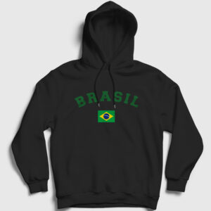 Brasil Brazil Brezilya Bayrağı Kapşonlu Sweatshirt siyah