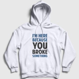 Broke Developer Yazılımcı Kapşonlu Sweatshirt beyaz