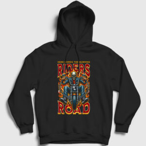 Burning Riders Road Motorsiklet Chopper Kapşonlu Sweatshirt siyah