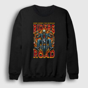 Burning Riders Road Motorsiklet Chopper Sweatshirt siyah