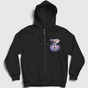 But Why Nihilist Penguin Penguen Fermuarlı Kapşonlu Sweatshirt siyah