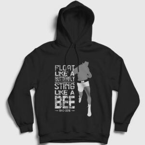 Butterfly Muhammed Ali Kapşonlu Sweatshirt siyah