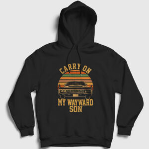 Carry On My Wayward Son Dizi Supernatural Kapşonlu Sweatshirt siyah