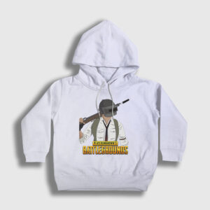 Cartoon Pubg Çocuk Kapşonlu Sweatshirt beyaz