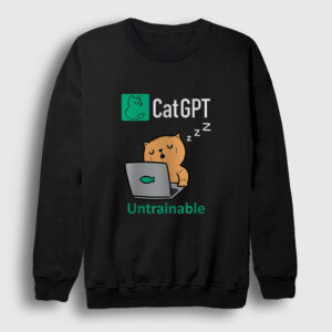 Cat Gpt Komik Yapay Zeka Kedi Kedili Sweatshirt siyah