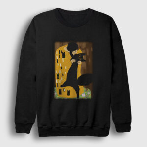 Cat Kiss Kedi Kedili Hediye Gustav Klimt Sweatshirt siyah