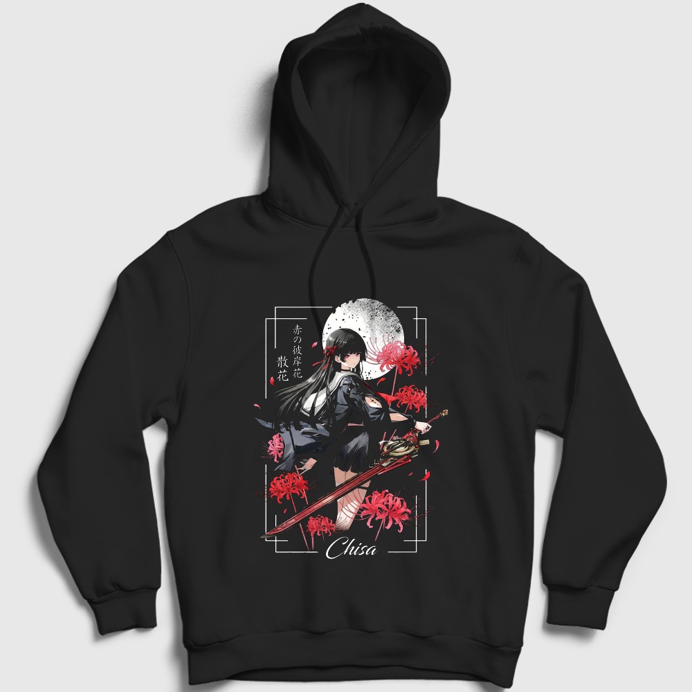 Chisa Wuthering Waves Kapşonlu Sweatshirt Siyah