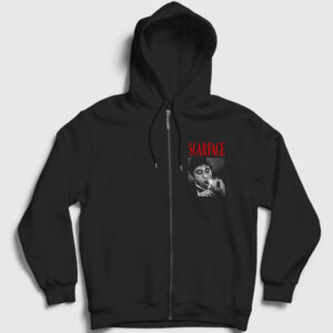 Cigar Tony Montana Al Pacino Scarface Fermuarlı Kapşonlu Sweatshirt siyah