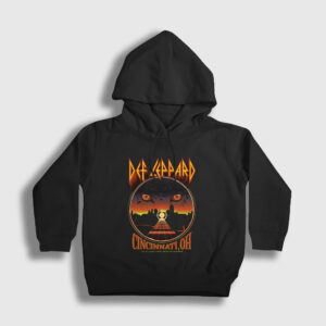 Cincinnati Rock Müzik Def Leppard Çocuk Kapşonlu Sweatshirt siyah