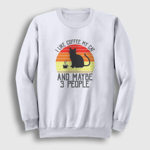 Coffee My Cat Kedi Kedili Sweatshirt beyaz