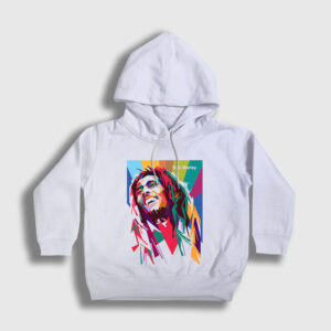 Colors Bob Marley Çocuk Kapşonlu Sweatshirt beyaz