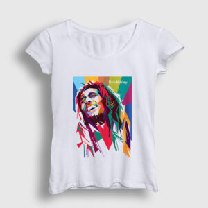 Colors Bob Marley Kadın Tişört beyaz