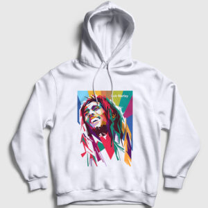 Colors Bob Marley Kapşonlu Sweatshirt beyaz