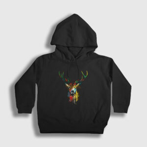 Colors Deer Geyik Çocuk Kapşonlu Sweatshirt siyah