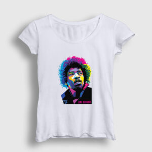 Colors Jimi Hendrix Kadın Tişört beyaz