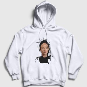 Cool Rihanna Kapşonlu Sweatshirt beyaz