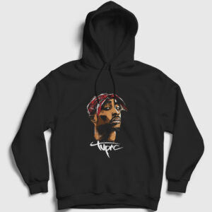 Cool Tupac Shakur Kapşonlu Sweatshirt siyah