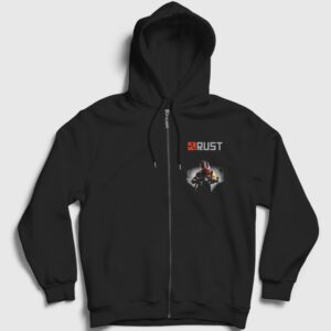 Cover Oyun Rust Fermuarlı Kapşonlu Sweatshirt Siyah