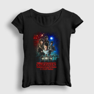 Cover Stranger Things Kadın Tişört siyah