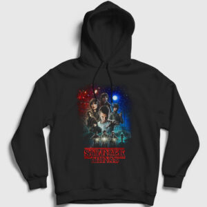 Cover Stranger Things Kapşonlu Sweatshirt siyah