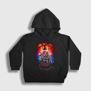 Cover V2 Stranger Things Çocuk Kapşonlu Sweatshirt siyah