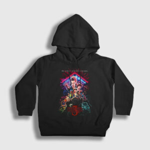 Cover V3 Stranger Things Çocuk Kapşonlu Sweatshirt siyah