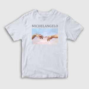 Creation of Adam Yaratılış Michelangelo Çocuk Tişört beyaz