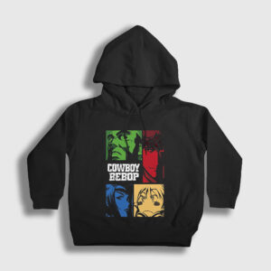 Crew Anime Cowboy Bebop Çocuk Kapşonlu Sweatshirt siyah