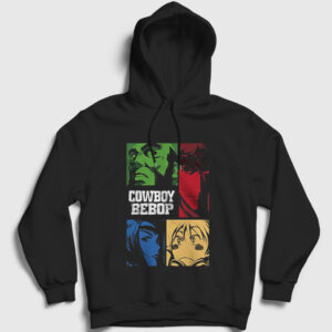 Crew Anime Cowboy Bebop Kapşonlu Sweatshirt siyah