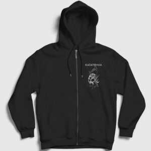 Crow Katatonia Fermuarlı Kapşonlu Sweatshirt siyah