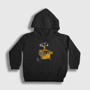 Cute Wall E Eve Çocuk Kapşonlu Sweatshirt siyah