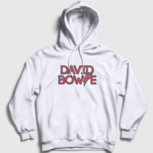 David Bowie Kapşonlu Sweatshirt beyaz