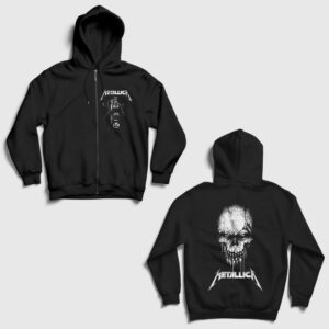 Death Rock Metallica Sırt Baskılı Fermuarlı Kapşonlu Sweatshirt