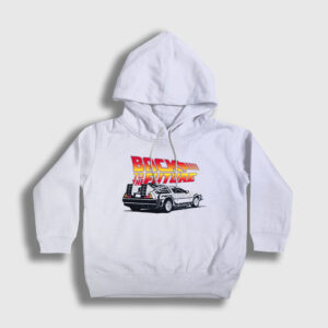 Delorean Film Geleceğe Dönüş Back To The Future Çocuk Kapşonlu Sweatshirt beyaz